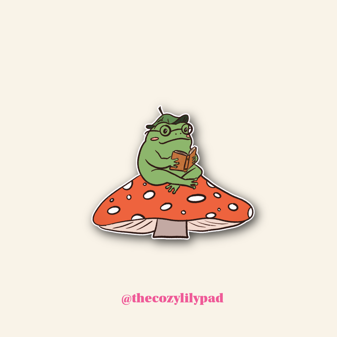 Bookish Frog Sticker